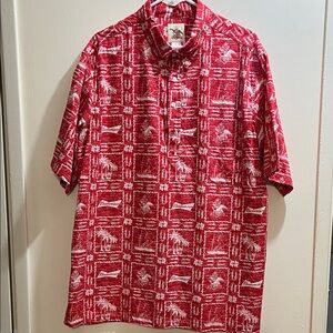Anheuser Busch Men’s HTF Budweiser Hawaiian print Aloha Shirt (XL)